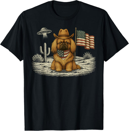 Pekingese 4th of July US American Flag Dog Patriotic T-Shirt