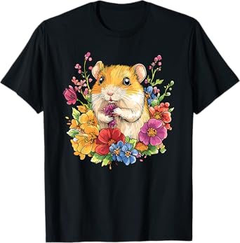 Adorable Hamster Surrounded By Flowers T-Shirt