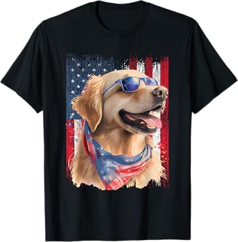 Patriotic Golden Retriever - USA American Flag Dog Lover T-Shirt
