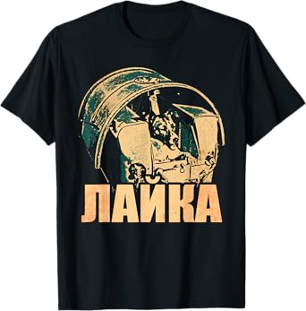 Laika Dog Animal Space Astronaut Soviet Union Cyrillic T-Shirt