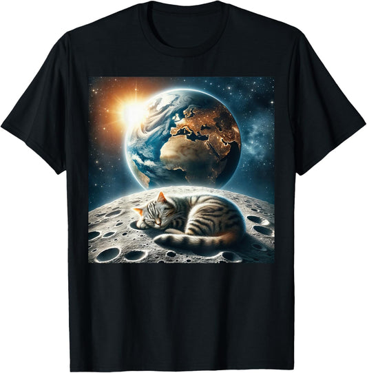 Cat In Space Planets Moon Galaxy Women Girls Kitten T-Shirt