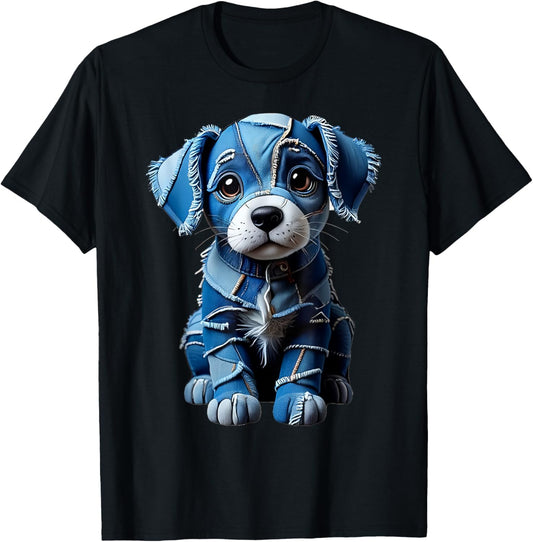 cute dog denim patchwork art T-Shirt