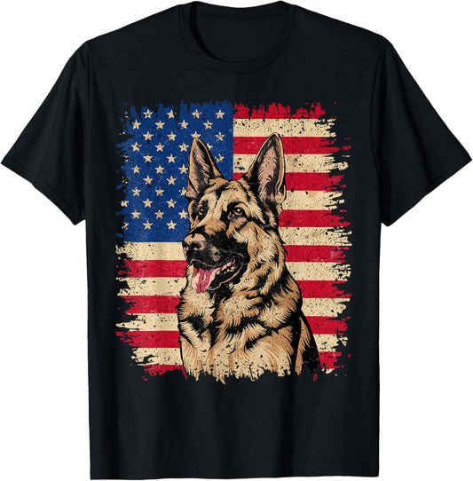German Shepherd 4th of July Patriotic USA Independence Day T-Shirt