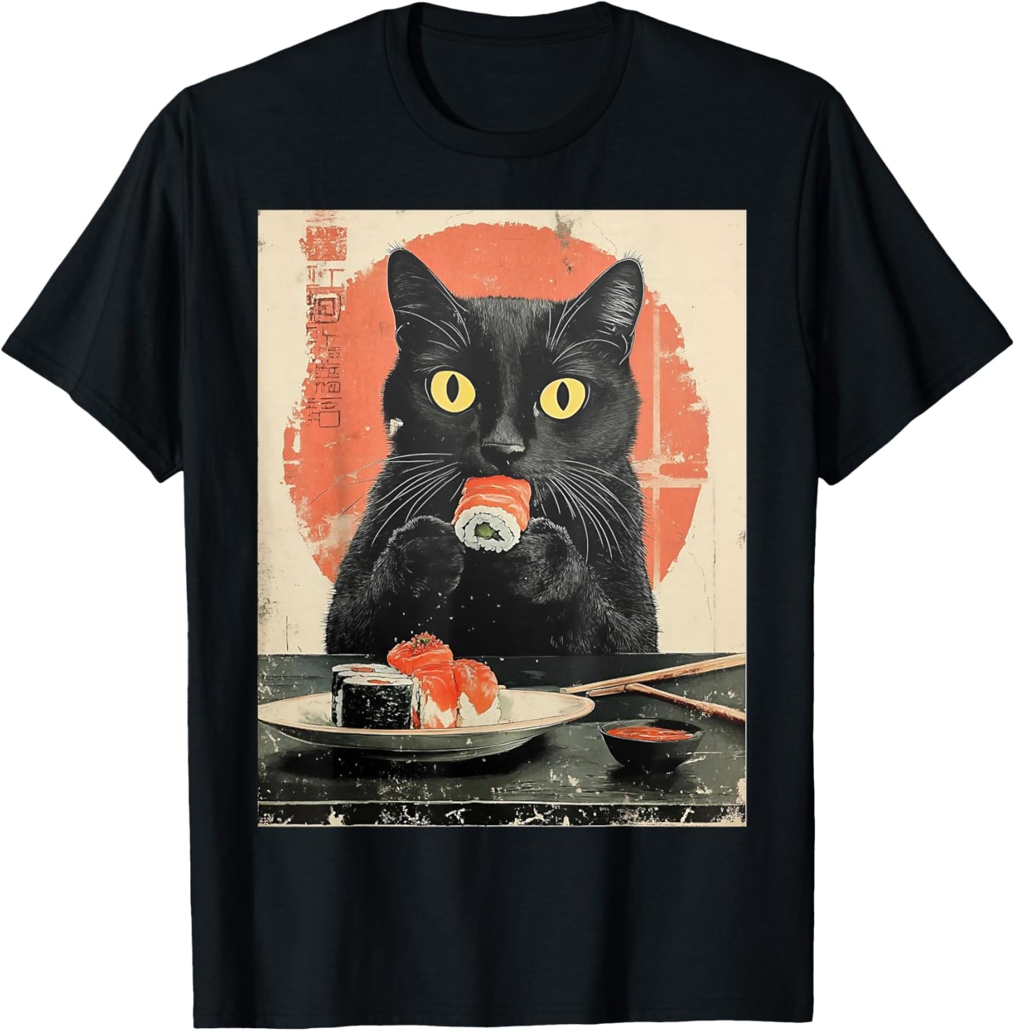 Kawaii Cat Eating Sushi Funny Anime Gift Girls Teens Graphic T-Shirt