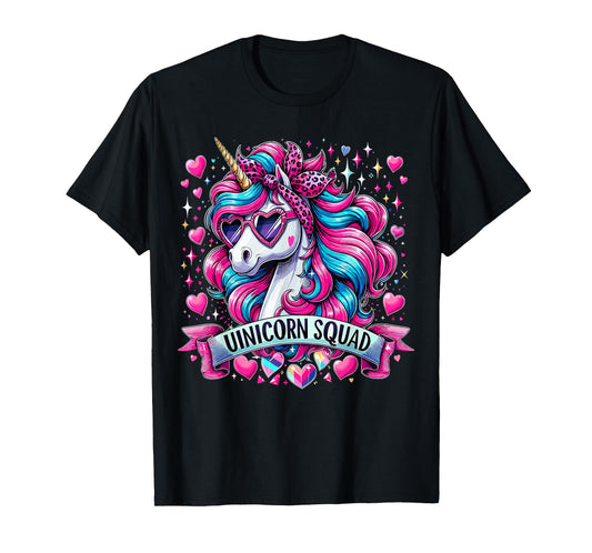 Unicorn Squad Unicorn with leopard Bandana T-Shirt