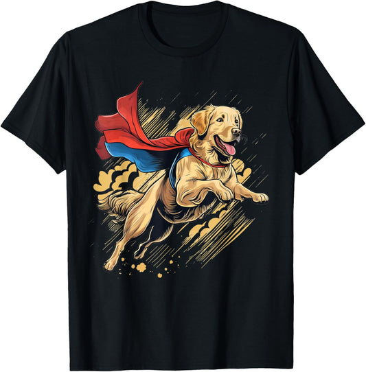 Superhero Golden Retriever Red Cape Super Hero Dog T-Shirt