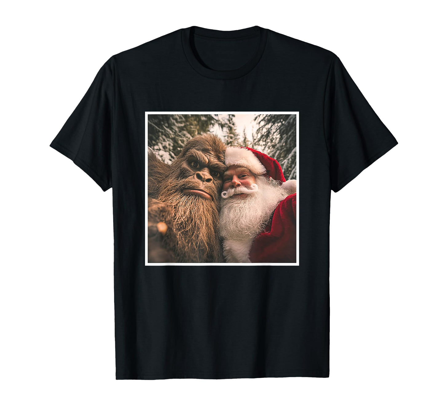 Funny Cute Bigfoot Santa Claus Selfie Christmas Pajama T-Shirt