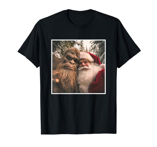 Funny Cute Bigfoot Santa Claus Selfie Christmas Pajama T-Shirt