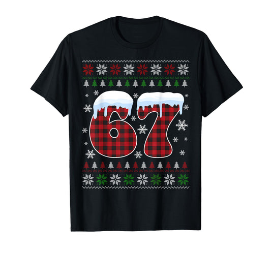 Funny 67 Six Seven Meme Brainrot Cringe Christmas Pajamas T-Shirt
