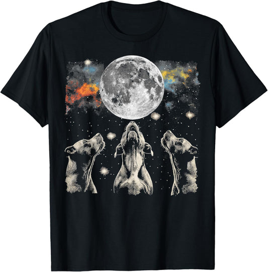 Staffordshire Bull Terrier Dog Howling Moon T-Shirt