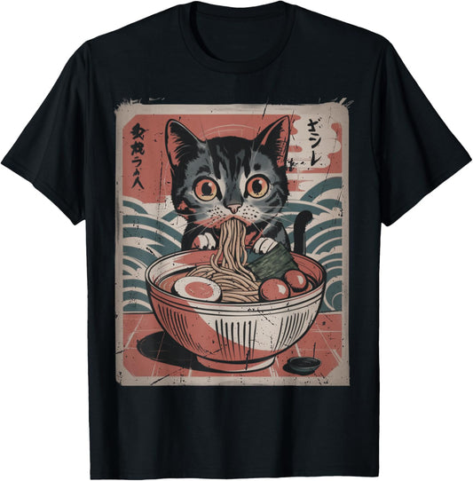 Cute Kitten Kawaii cat Ramen Bowl Japanese Art Design T-Shirt