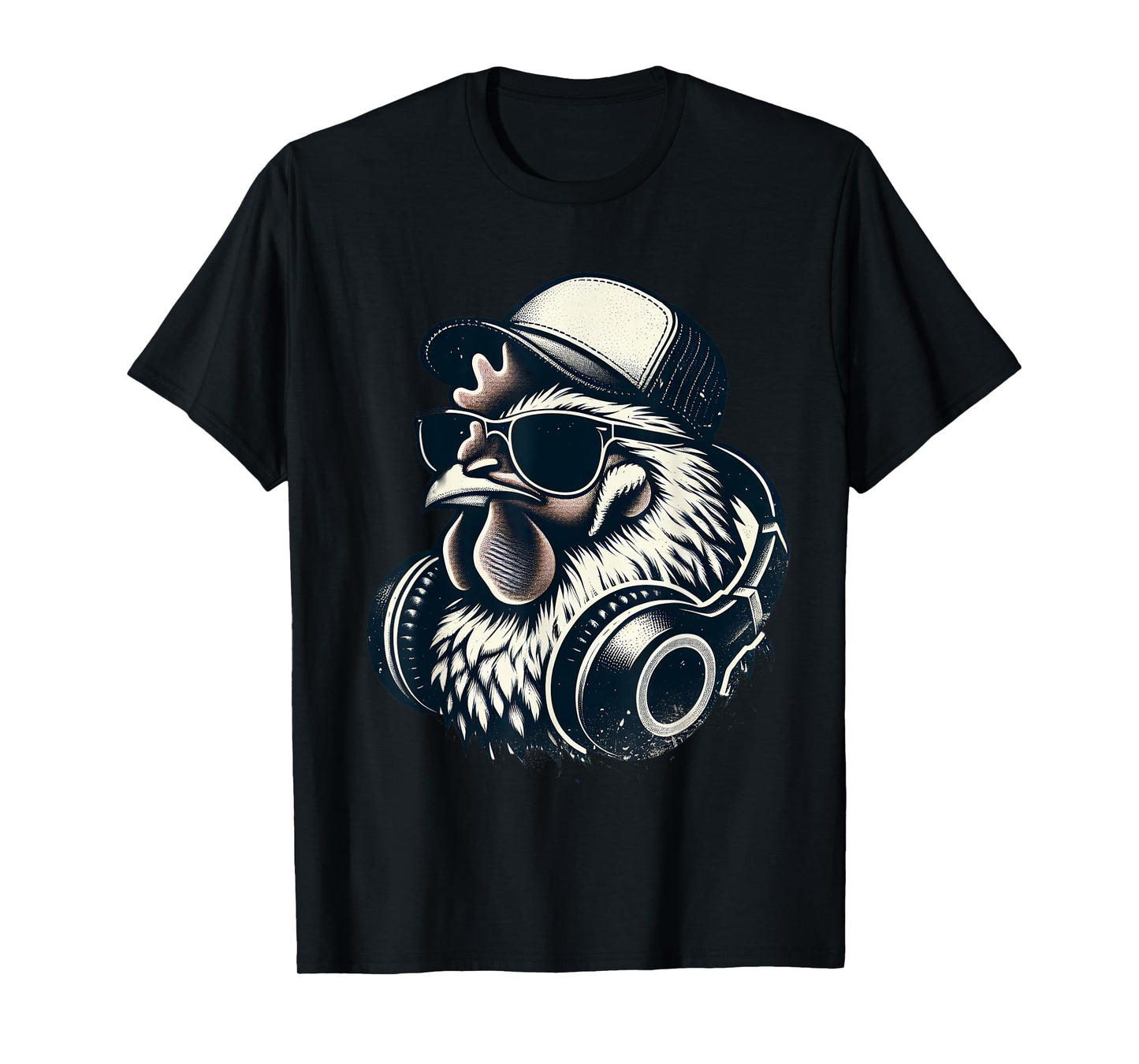 Music Chicken with Headphones Cool Rooster T-Shirt