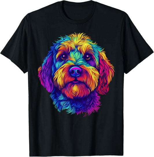 Colorful Aussiedoodle Dog Lover Cute Puppy Men Women Black T-Shirt