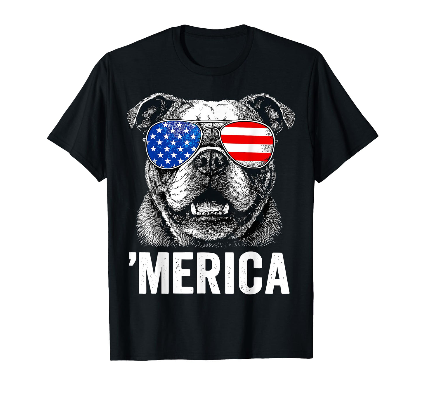 English Bulldog 4th of July Merica Men Women USA Flag T-Shirt