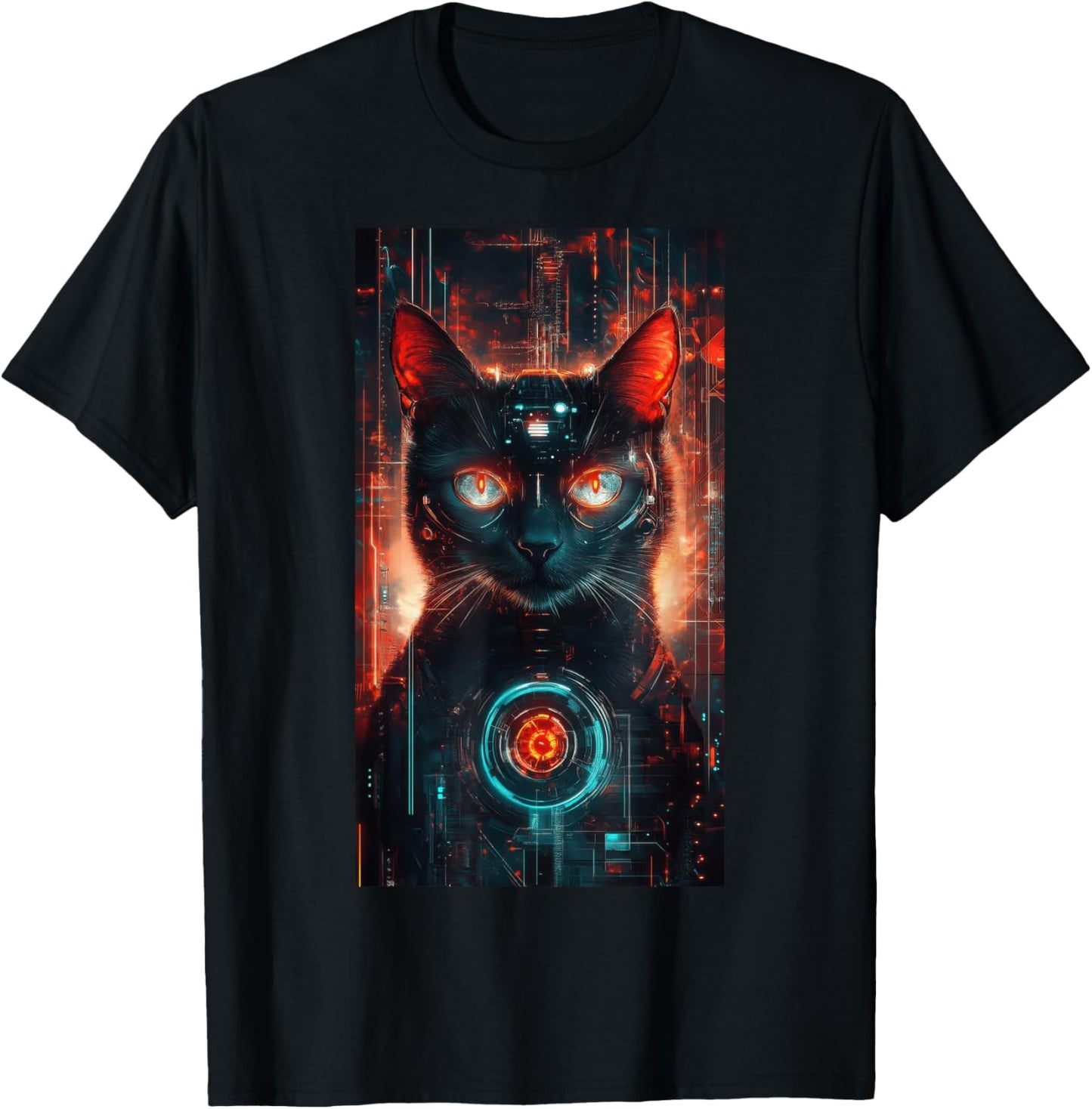 Cat Tarot Card Futuristic Cyberpunk Digital art T-Shirt