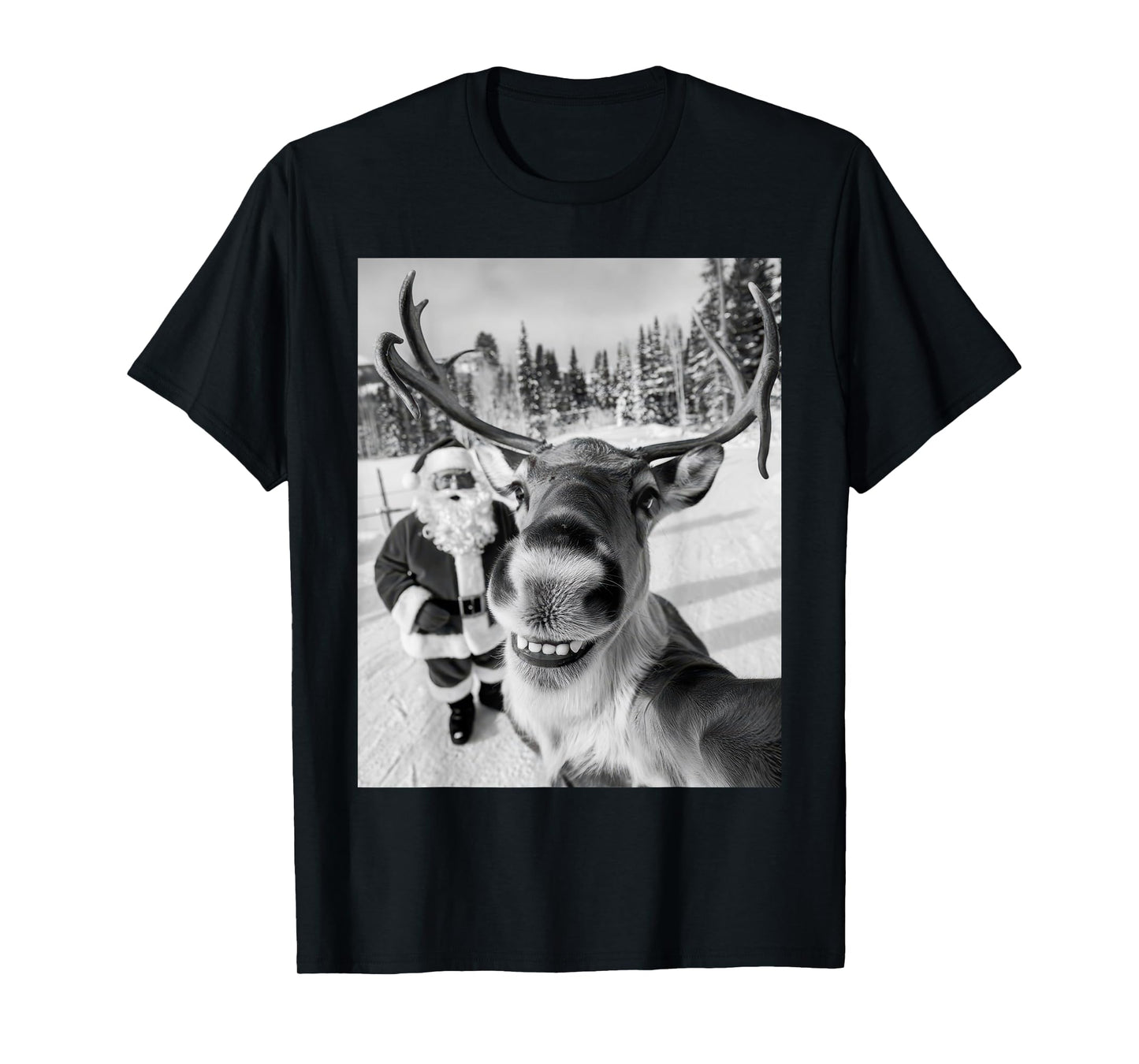 Reindeer Selfie Christmas Party Selfie Funny Reindeer Xmas T-Shirt