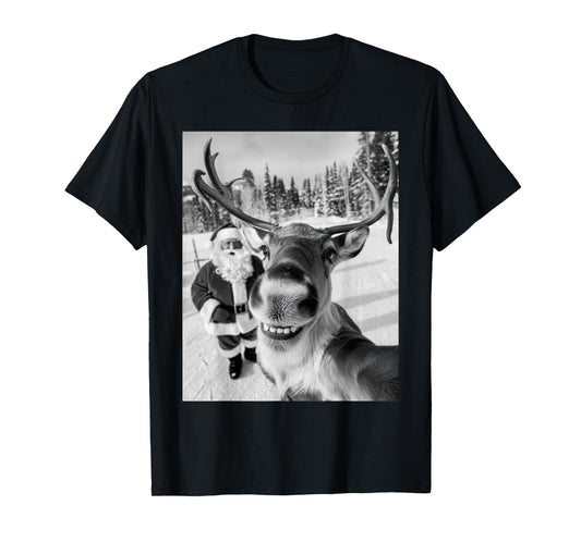 Reindeer Selfie Christmas Party Selfie Funny Reindeer Xmas T-Shirt