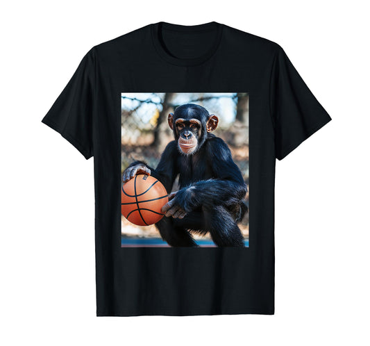 Chimpanzee Basketball Monkey Funny Graphic T-Shirt