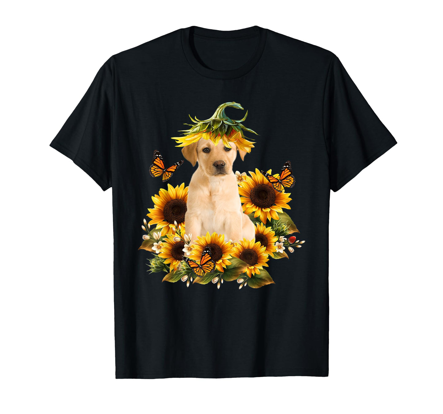 Labrador Sunflower Butterfly Cute Dog Lover Gifts Men Women Kids T-Shirt
