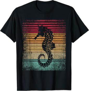 Vintage Retro Seahorse Funny 70's 80's Style Men Women Gift T-Shirt