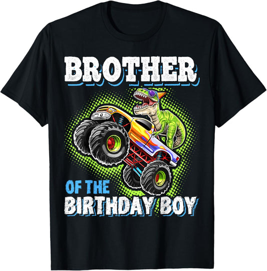Brother of the Birthday Boy Dinosaur Monster Truck Birthday T-Shirt