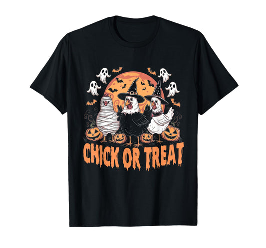 Halloween Spooky Chicken Autumn Chick or Treat Pumpkin Witch T-Shirt