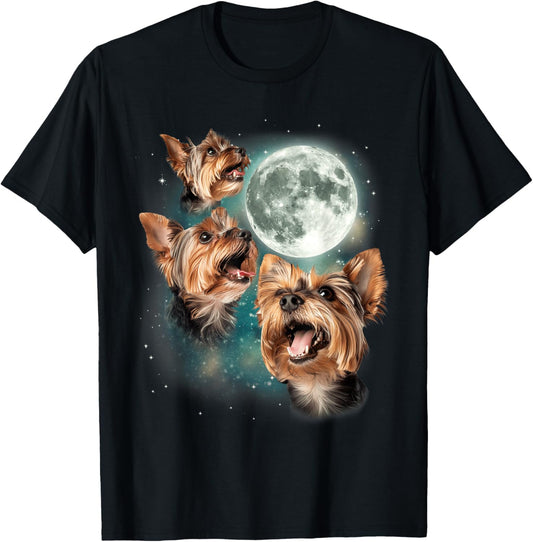 3 Yorkie Moon | Three Yorkshire Terriers Dog Lovers Cute T-Shirt