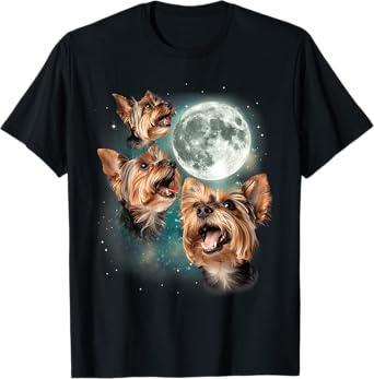 3 Yorkie Moon | Three Yorkshire Terriers Dog Lovers Cute T-Shirt for Men Women