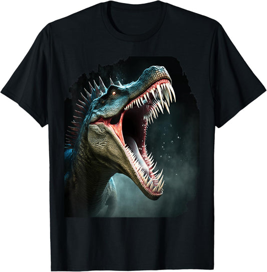 Spinosaurus Tees and Gifts Unisex T-Shirt Black Small Classic Fit Short Sleeve Cotton Polyester Blended Fabric Animal Print Vacation Casual