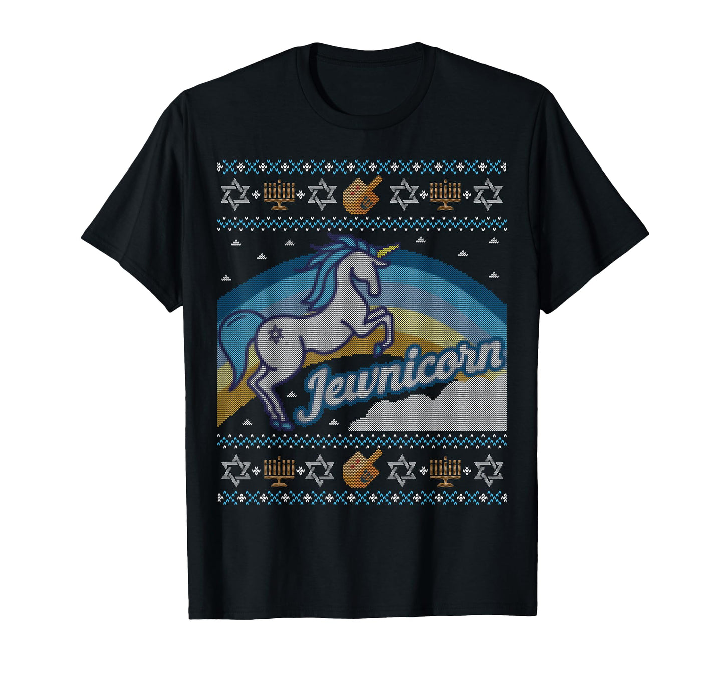 Funny Ugly Hanukkah Sweater Shirt Unicorn Jewnicorn T-Shirt