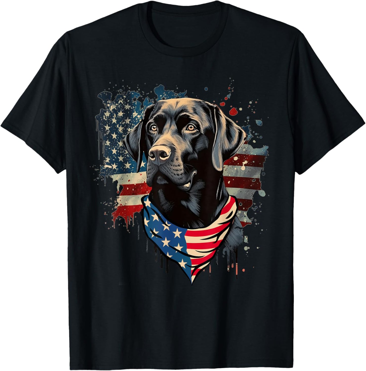 American Black Labrador Retriever USA Flag Vintage Dog Lover T-Shirt