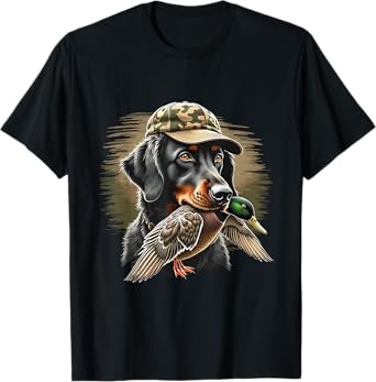 Duck Hunting Dog Camouflage Hat Waterfowl Retriever Graphic T-Shirt for Men Women Kids