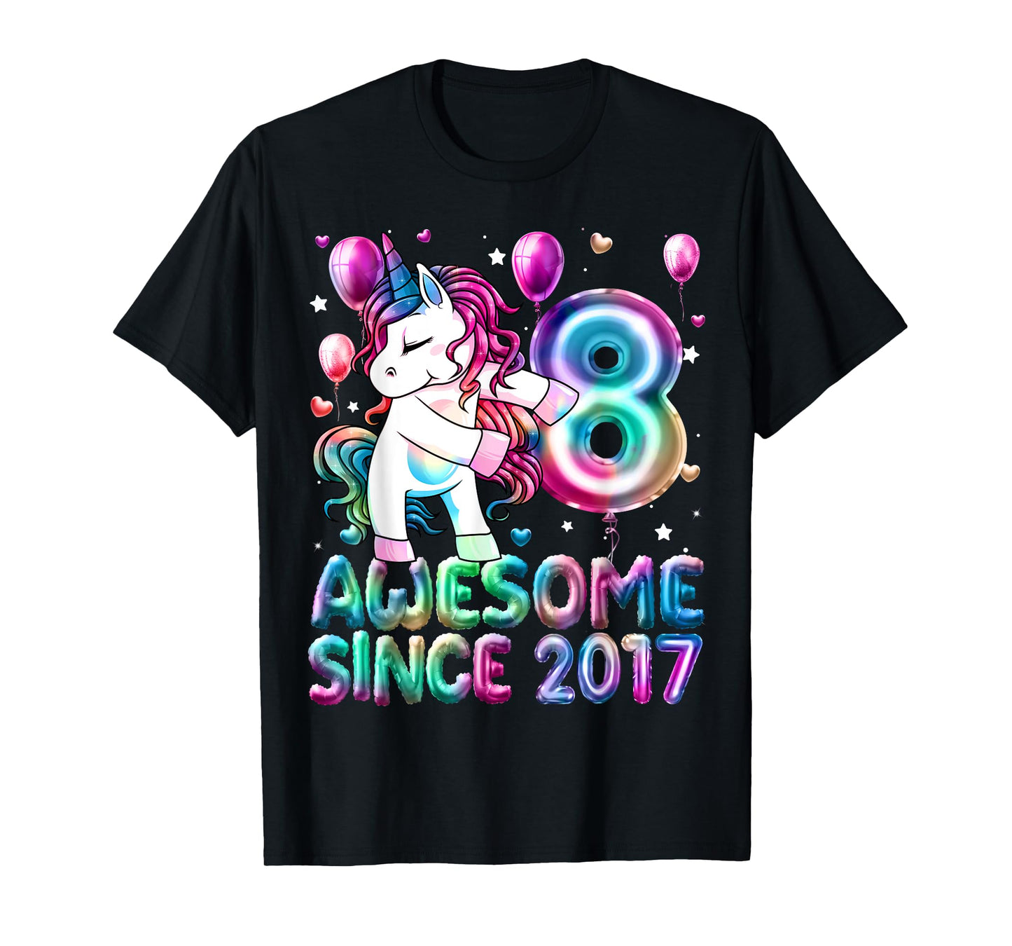 Flossing Unicorn 8 Year Old 8th Birthday Girl Unicorn Party T-Shirt