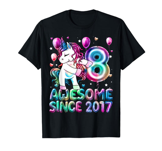 Flossing Unicorn 8 Year Old 8th Birthday Girl Unicorn Party T-Shirt