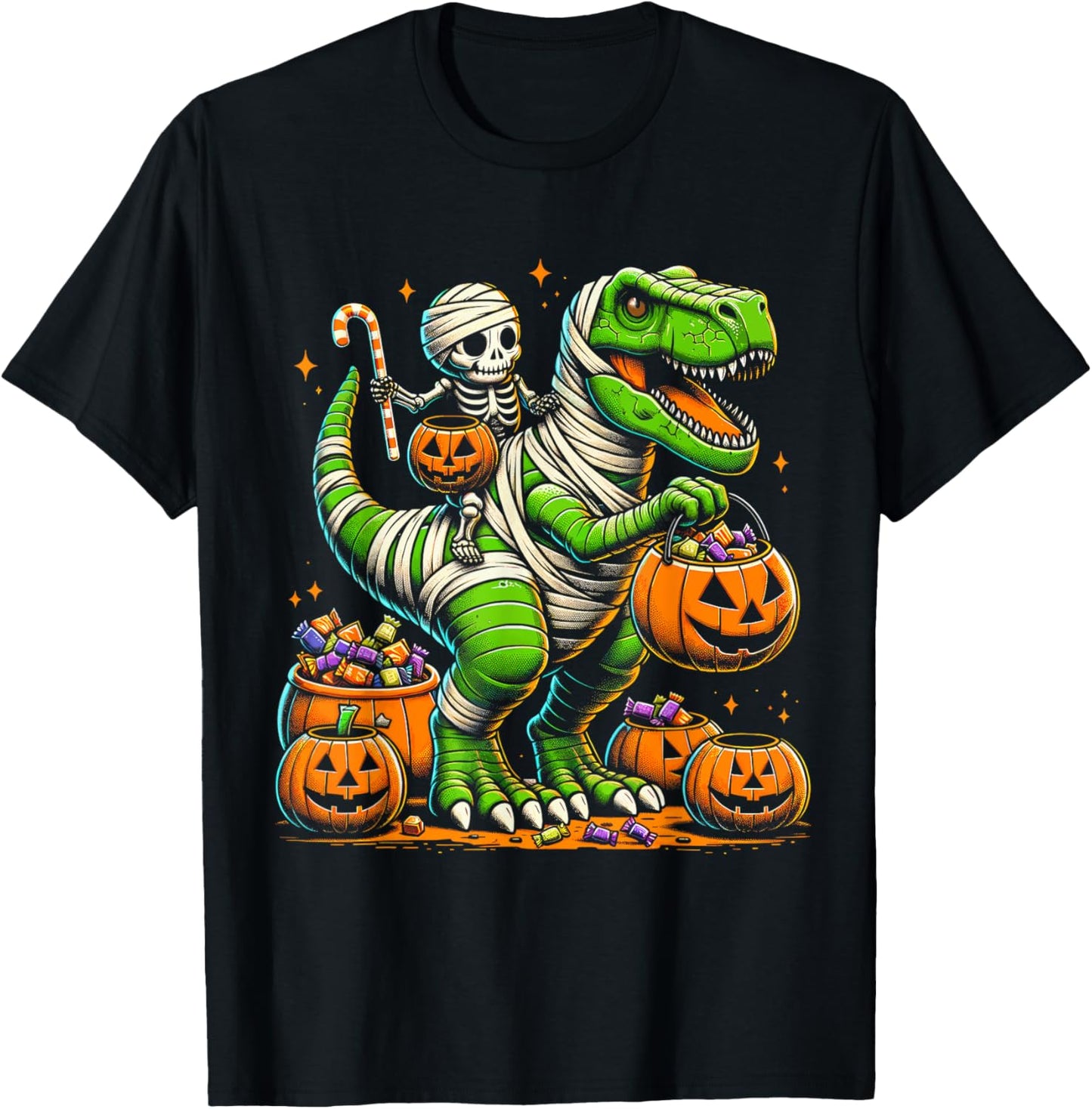Halloween Funny T Rex Dinosaur Mummy Boys Trick Treat T-Shirt