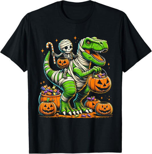 Halloween Funny T Rex Dinosaur Mummy Boys Trick Treat T-Shirt