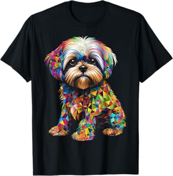 Shih Tzu Motif Pet Illustration Dog Shih Tzu T-Shirt for Men Women Kids
