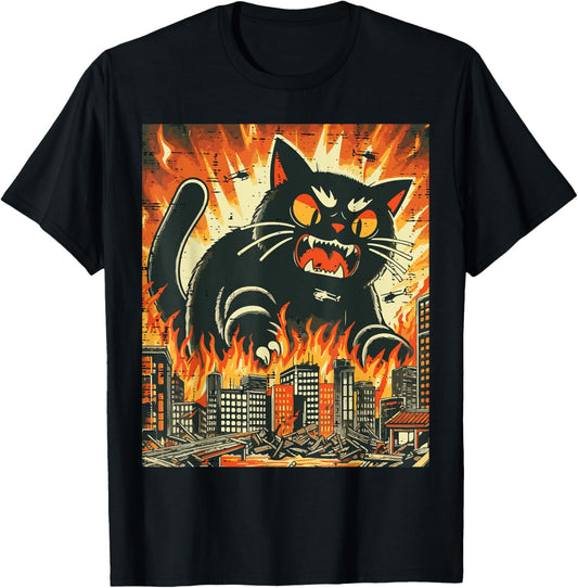 Japanese Cat Monster Funny Catzilla Pet Women Girls Kids Men T-Shirt