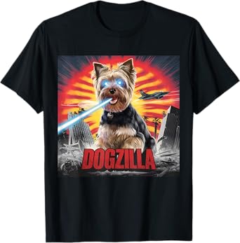 Funny Retro Japanese Dogzilla Yorkshire Terrier Dog Lover T-Shirt