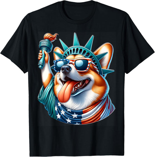 Fourth of July Corgi Liberty Corgi July 4th T-shirt