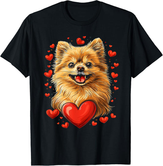 Valentine's Day Pomeranian Dog Vector T-Shirt