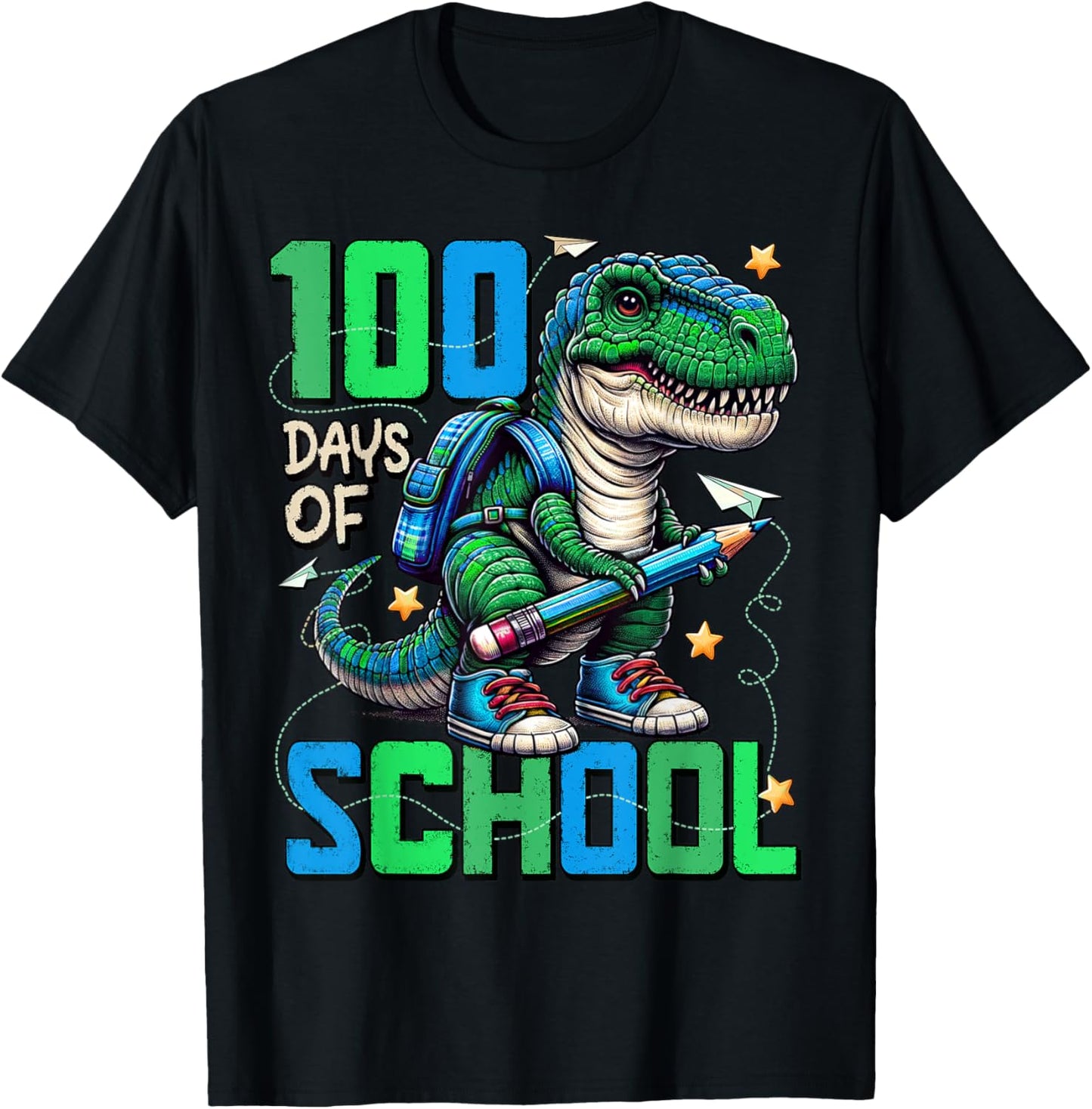 100 Days Of School Trex 100 Days Smarter 100th Day of School T-Shirt, Small, Black