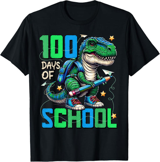 100 Days Of School Trex 100 Days Smarter 100th Day of School T-Shirt, Small, Black