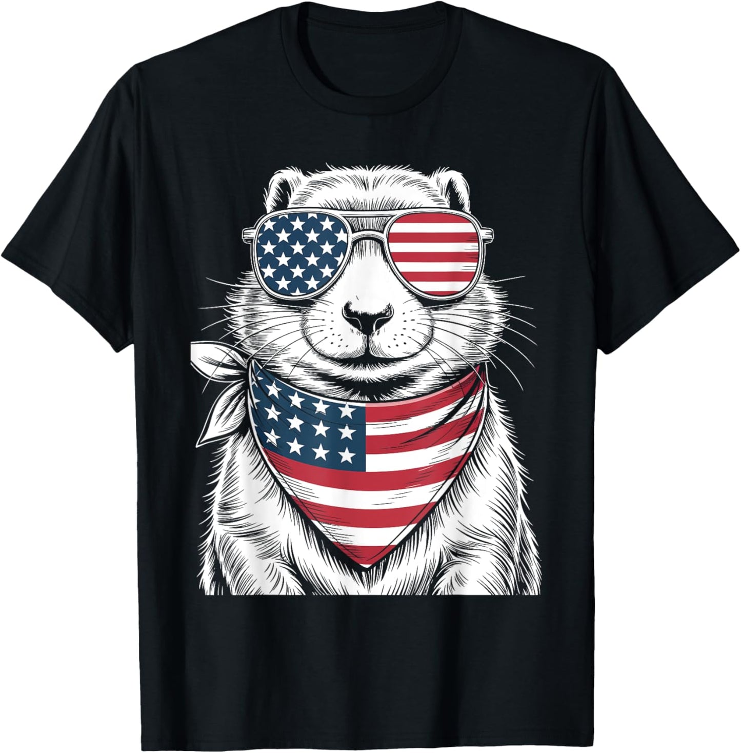 Prairie Dog USA Flag Sunglasses Patriotic 4th of July T-Shirt