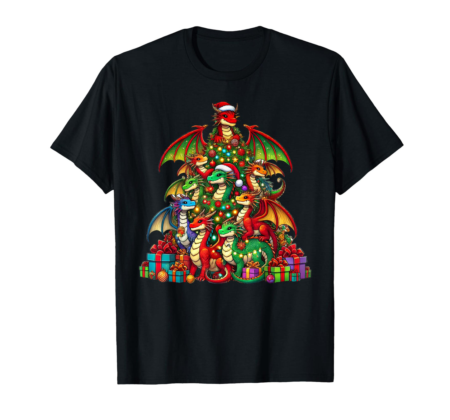 Dragon Christmas Tree Funny Dragon Xmas T-Shirt