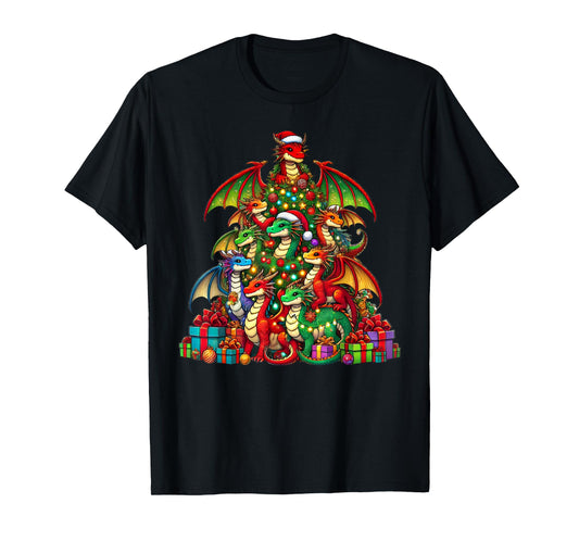 Dragon Christmas Tree Funny Dragon Xmas T-Shirt