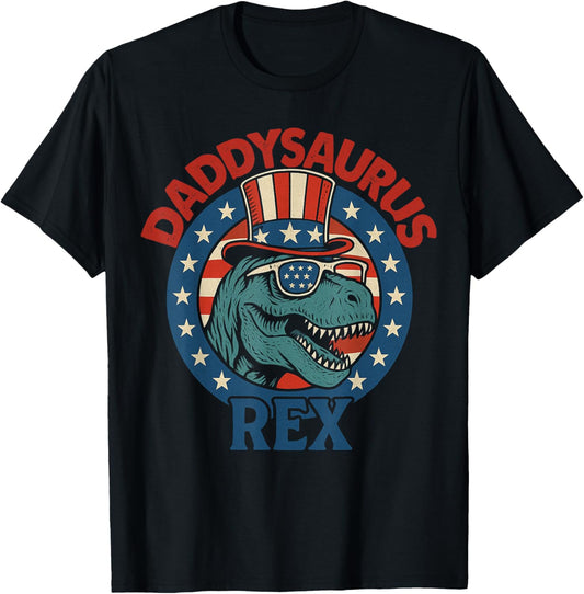 Daddysaurus T Rex Dinosaur 4th of July Boys Girls Men Dad T-Shirt