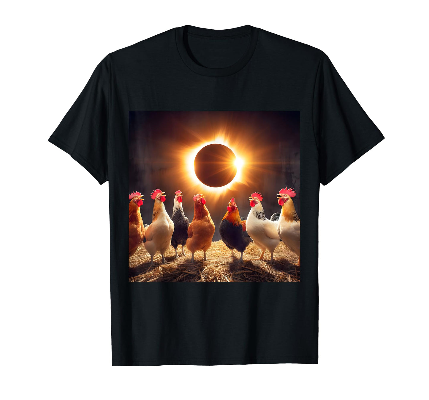 Chicken And The Total Solar Sun Eclipse 8.04.24 2024 Chicken T-Shirt