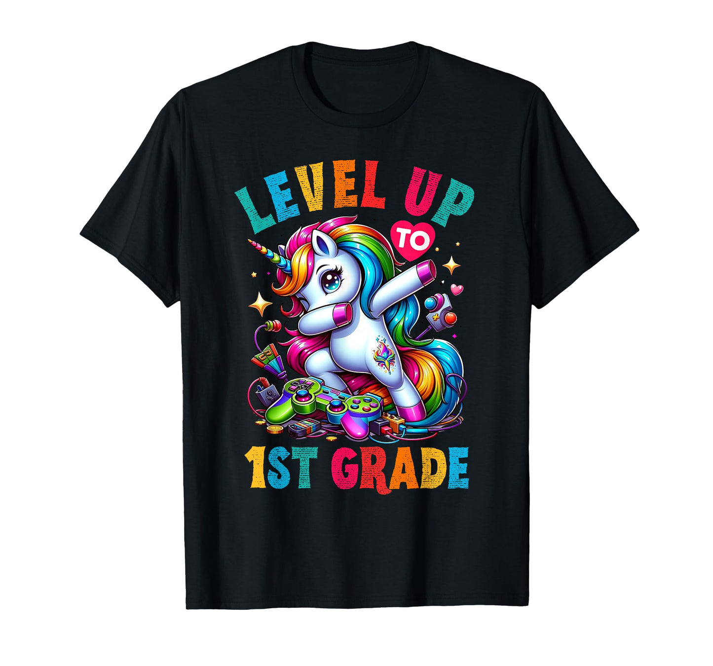 Unicorn video games back to School 1st grade Girls Level up T-Shirt