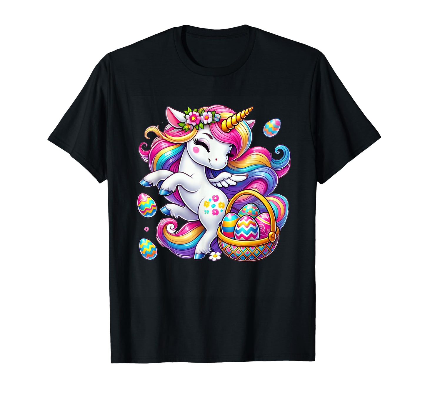 Easter Unicorn Shirt With Eggs Happy Easter Girls Kids Cute T-Shirt